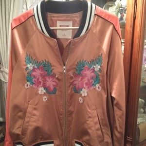 Satin flowered, palm tree jacket